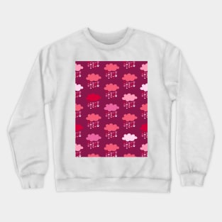 Retro raining hearts love clouds burgundy Valentine Crewneck Sweatshirt